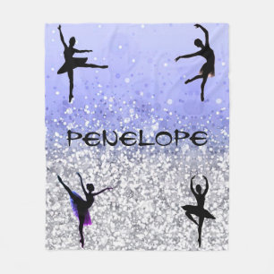 Cobertor De Velo Dance Girls Sparkly Ballerina Blanket com seu nome
