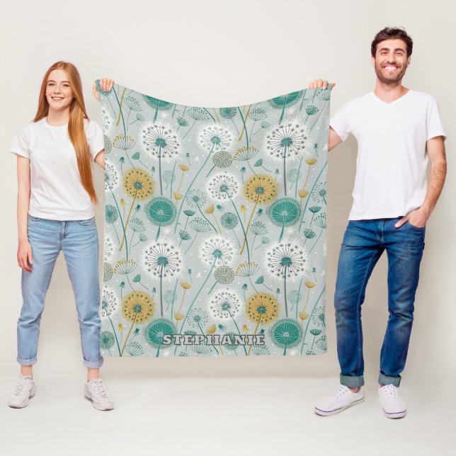 Cobertor De Velo Dandelion Whimsical - Amarelo, Branco e Teal (In Situ)
