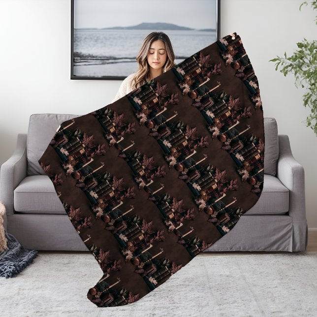 Cobertor De Velo Dark Academia Autumn Padrão (Dark Academia Autumn Books Pattern Fleece Blanket)