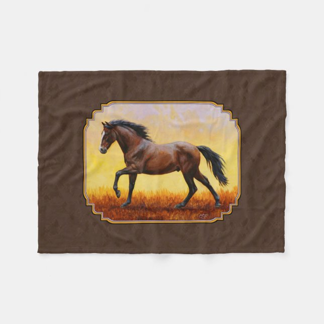Cobertor De Velo Dark Bay Running Horse Brown (Frente (Horizontal))