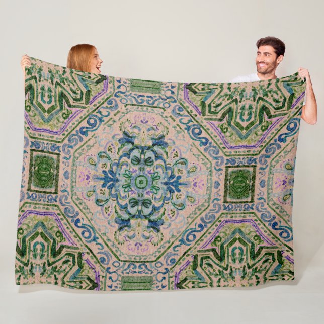 Cobertor De Velo Dark Earth Damask-y Quatrefoil (In Situ)