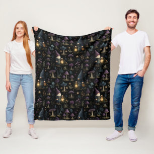 Cobertor De Velo Dark Fantasy Gnomo e Mushroom Pattern