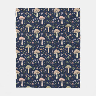 Cobertor De Velo Dark Navy Fungi | Minimalist Office Cozy Gift