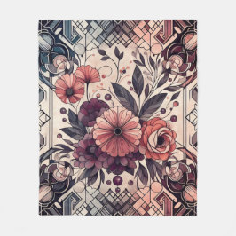 Cobertor De Velo Dark Romance Burgundy Art Deco Floral Summer