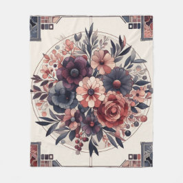 Cobertor De Velo Dark Romance Burgundy Art Deco Floral Summer