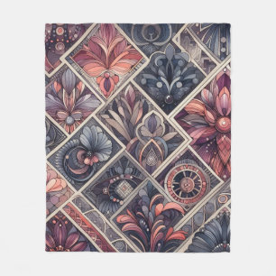 Cobertor De Velo Dark Romance Burgundy Art Deco Floral Summer