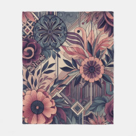 Cobertor De Velo Dark Romance Burgundy Art Deco Floral Summer