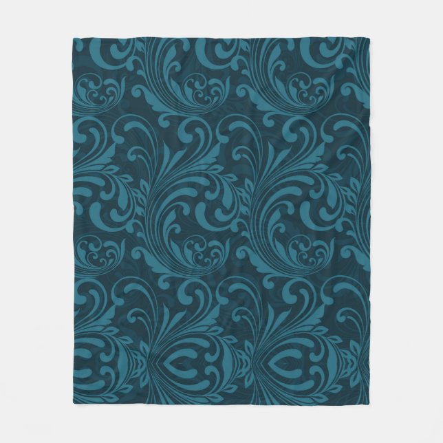 Cobertor De Velo Dark teal floral damask pattern (Frente)