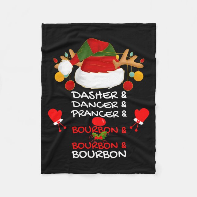 Cobertor De Velo Dasher Dancer Prancer &amp; Bourbon Christmas Holi (Frente)