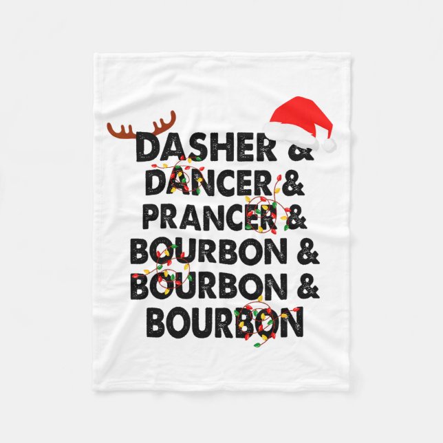 Cobertor De Velo Dasher Dancer Prancer &amp; Bourbon Natal Holi (Frente)