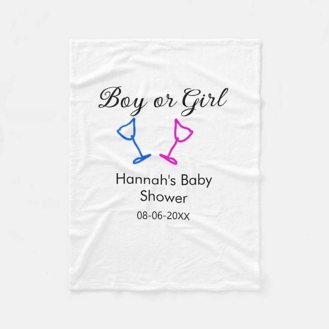 Cobertor De Velo Data do nome do chá de fraldas rosa ou azul (Frente)