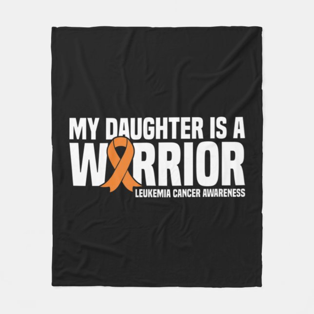 Cobertor De Velo Daughter Warrior Orange Ribbon Leukemia Cancer Awa (Frente)