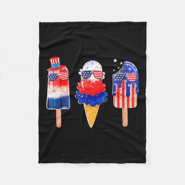 Cobertor De Velo De Julho Psicle Red White Blue American Flag Patr (Frente)