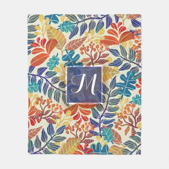 Cobertor De Velo De outono das folhas fundo floral muito bem (Frente)