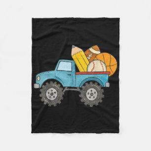 Cobertor De Velo De Volta À Escola Monster Truck Baseball