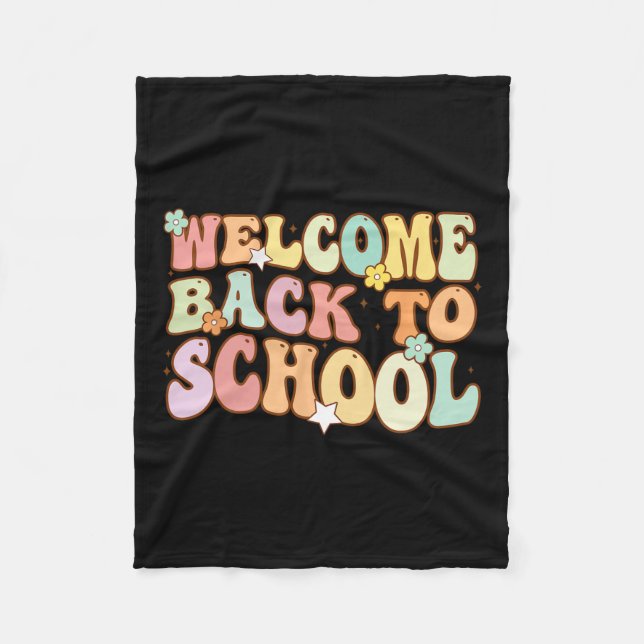 Cobertor De Velo De Volta À Escola Retro Primeiro Dia De Professora (Frente)