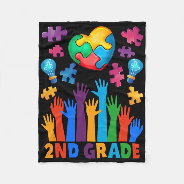 Cobertor De Velo De Volta Ao segundo Da Escola Quebra-cabeça Autism (Frente)
