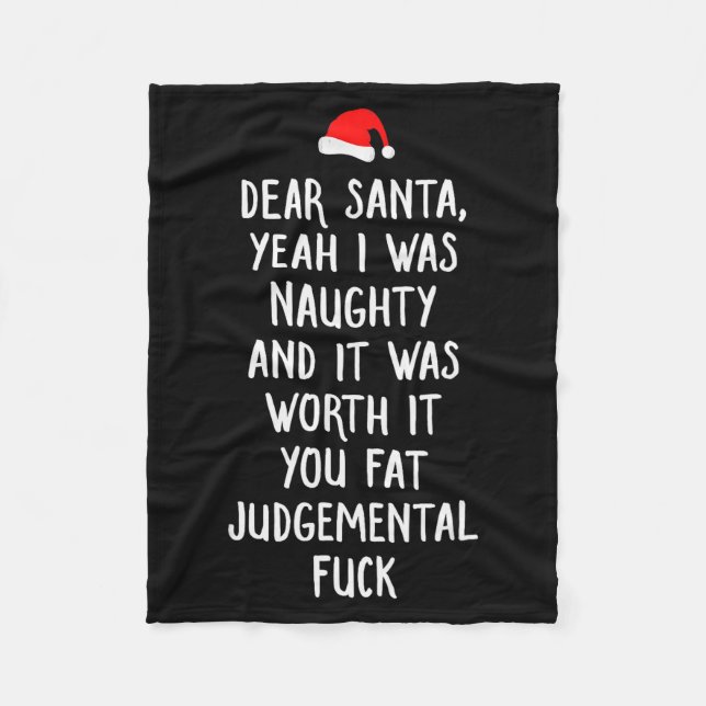 Cobertor De Velo Dear Santa Funny Inappropriate Christmas  (Frente)