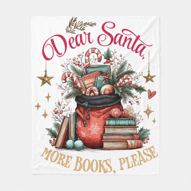 Cobertor De Velo Dear Santa, More Books Please  (Frente)