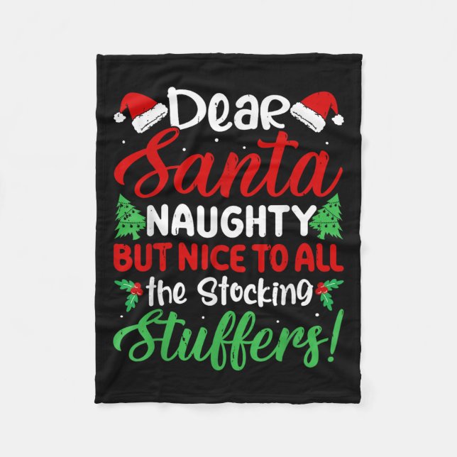 Cobertor De Velo Dear Santa Naughty But Nice To All The Stocking St (Frente)