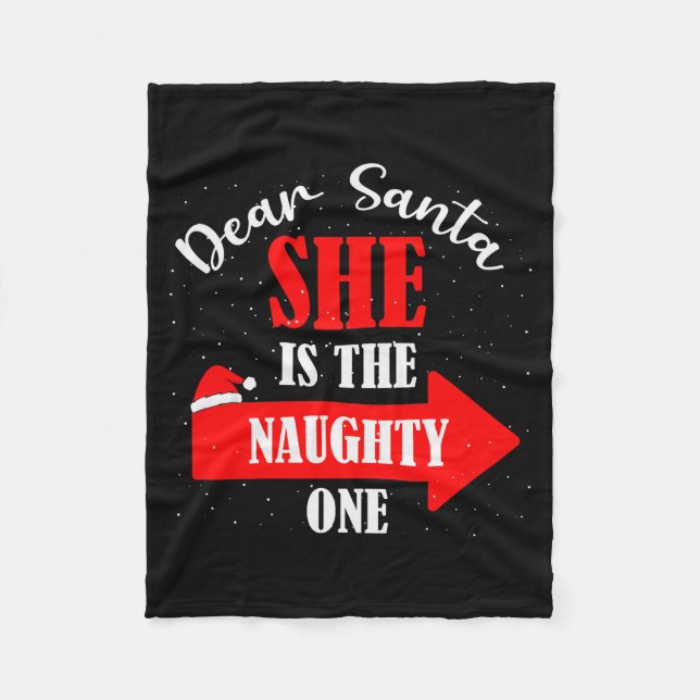 Cobertor De Velo Dear Santa She Is The Naughty One Christmas Couple (Frente)