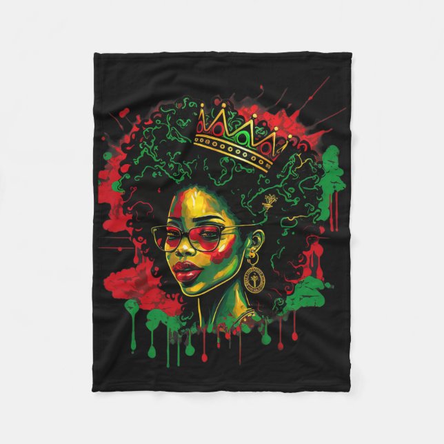 Cobertor De Velo Décima Sétima Rainha Negra Afro Melanin (Frente)