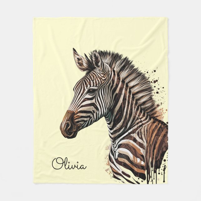 Cobertor De Velo Decoração de cabeça de zebra aquosa (Frente)