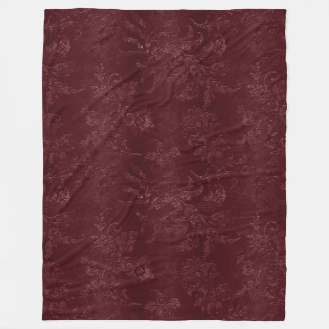Cobertor De Velo Deep Red Burgundy Floral Christmas (Frente)