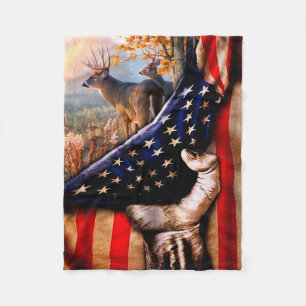 Cobertor De Velo Deer American Flag Blanket,