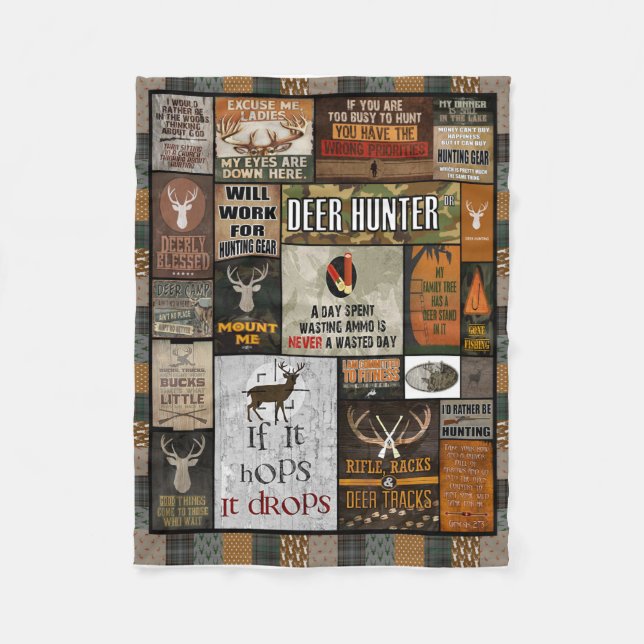 Cobertor De Velo Deer Hunter Blanket De Natal Para Hunter, (Frente)