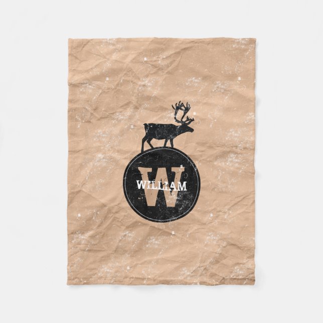 Cobertor De Velo Deer Monogramas - Papel castanho-marrom, russo, af (Frente)
