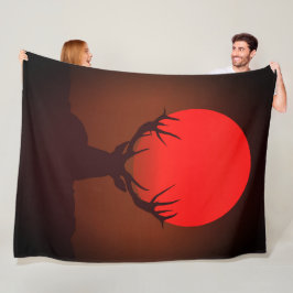 Cobertor De Velo Deer Silhouette with Fiery Red Sunset