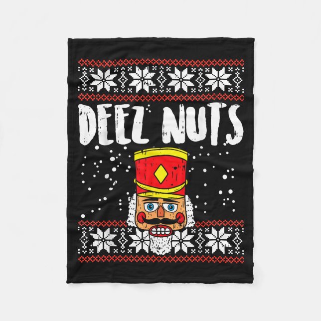 Cobertor De Velo Deez Nuts Nutcracker Funny Ugly Christmas Sweater  (Frente)