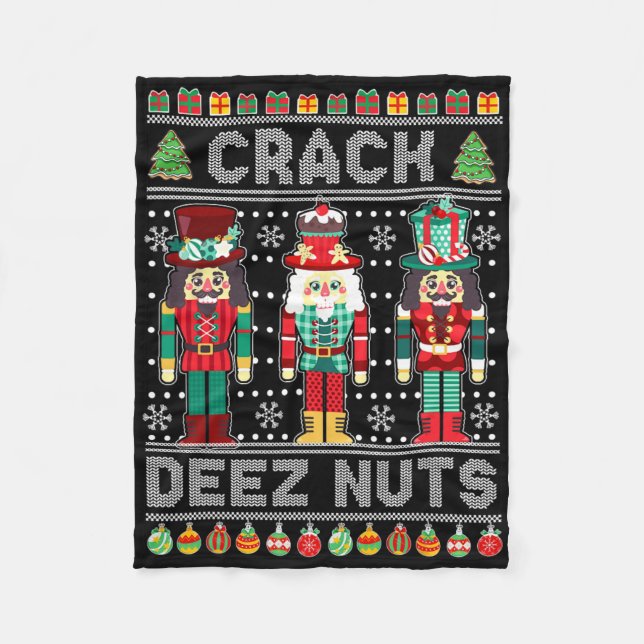 Cobertor De Velo Deez Nuts Quebra-Nozes Diversão Natal Feio Natal  (Frente)