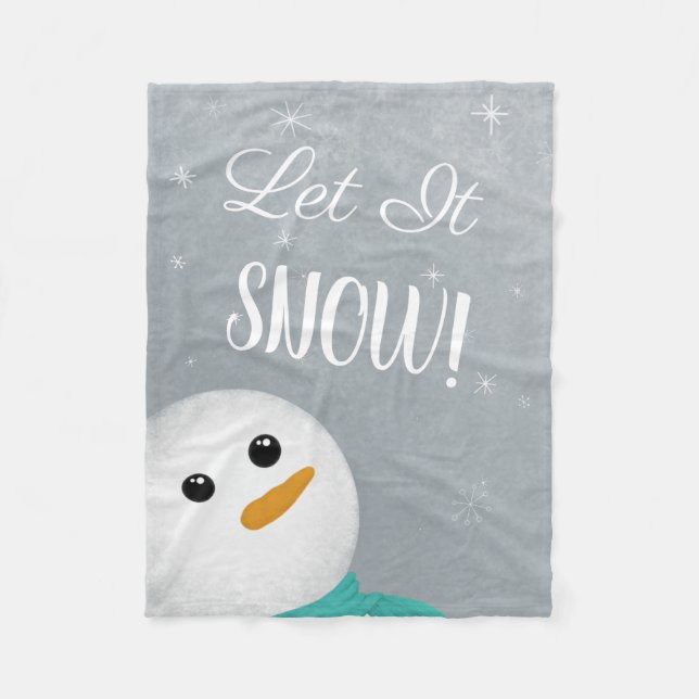 Cobertor De Velo Deixe-o nevar Snowman Fleece Blanket (Frente)