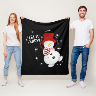 Cobertor De Velo Deixe-o nevar Snowman Fleece Blanket