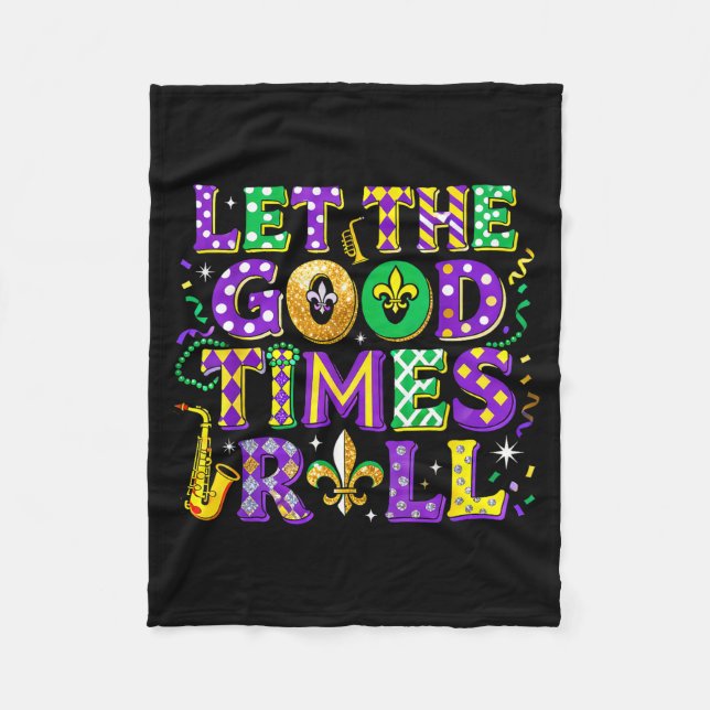 Cobertor De Velo Deixe os Bons Tempos Rolar Carnaval de Mardi Gras (Frente)