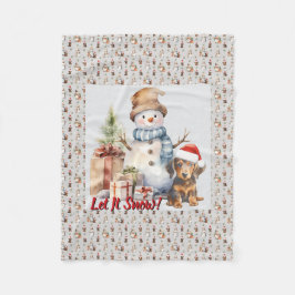 Cobertor De Velo Deixe Snow Dachshund e Snowman