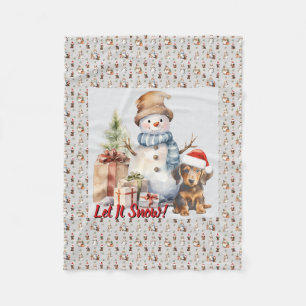 Cobertor De Velo Deixe Snow Dachshund e Snowman