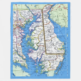Cobertor De Velo Delaware - Maryland Vintage Map
