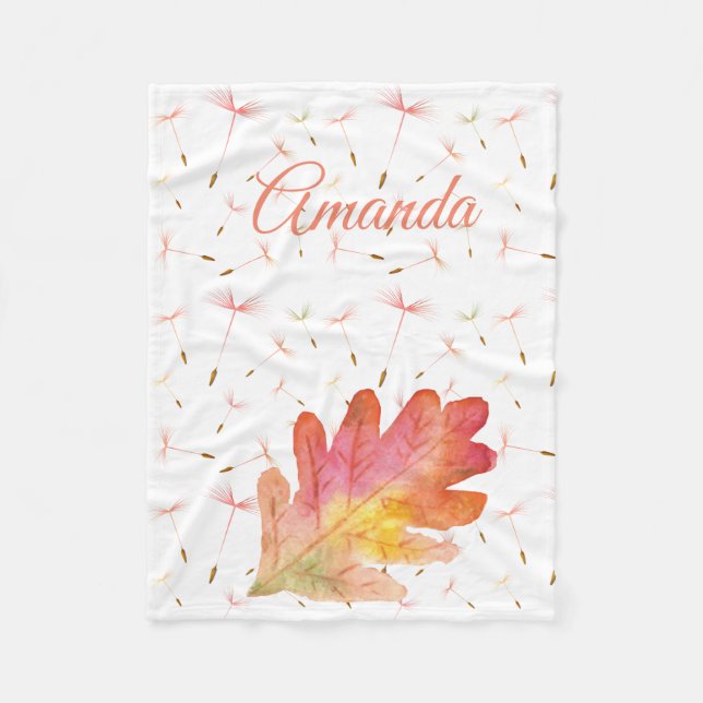Cobertor De Velo Delicar Dandelions e Folha de outono (Frente)