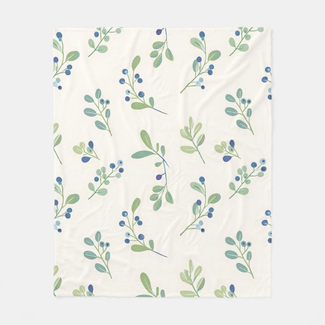 Cobertor De Velo Delicate Blueberry Eucalyptus Pattern (Frente)