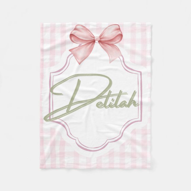 Cobertor De Velo Delilah Baby Nursery Gingham Personalizado (Frente)