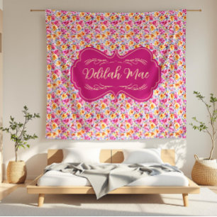 Cobertor De Velo Delilah Mae DaTECA Rosa e Amarelo Minúsculo Floral