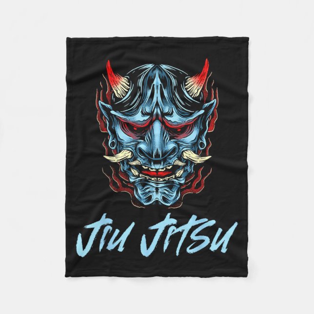 Cobertor De Velo Demônio Oni Japonês e Jiu Jitsu (Frente)