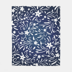 Cobertor De Velo Denim Blooms: Padrão Floral Fundo