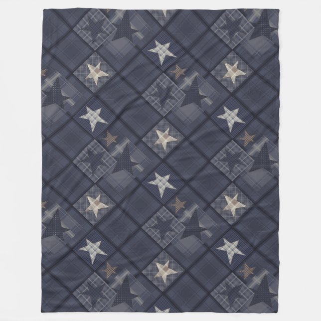 Cobertor De Velo Denim, denim, azul, retalhos (Frente)