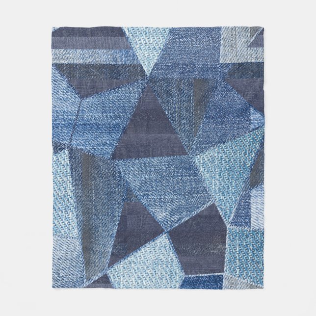 Cobertor De Velo Denim Urban: Patchwork Disparada. (Frente)