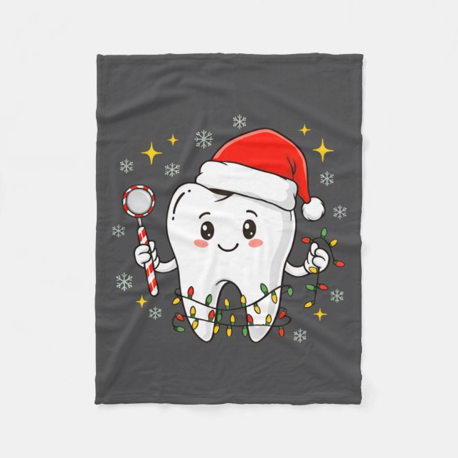 Cobertor De Velo Dentist Christmas Teeth Xmas Lights Funny Dental S (Frente)