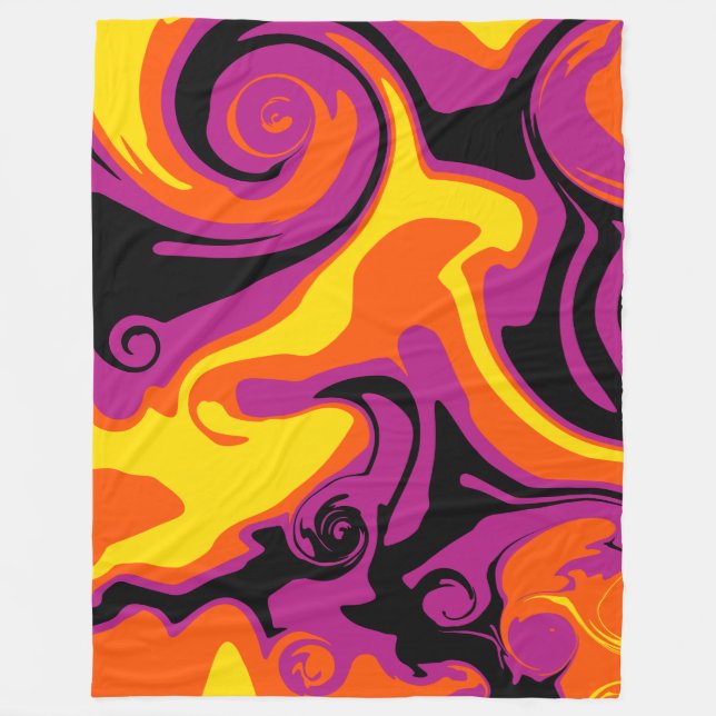 Cobertor De Velo Derramar - Laranja, Preto, Rosa e Amarelo (Frente)